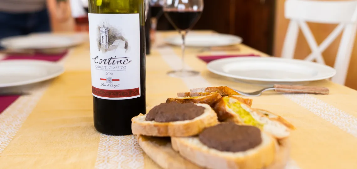 Tuscan crostini and red wine